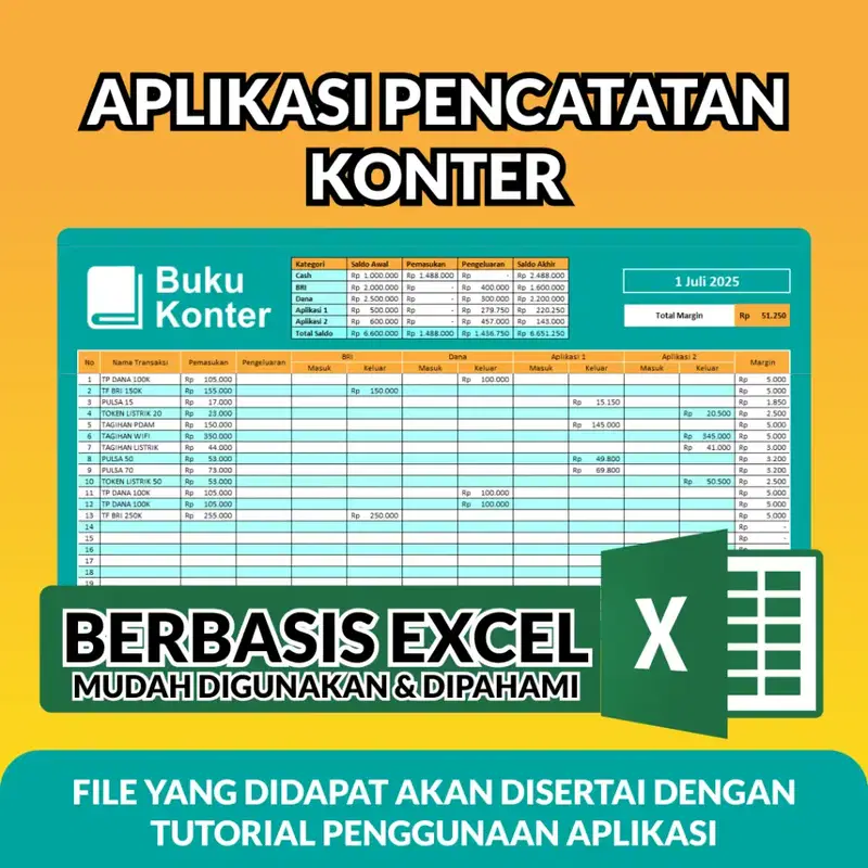 Custom Aplikasi Buku Konter versi Excel (Cocok untuk Agen BRI Link, BSI Agen, Agen BNI 46) - Bisa Online FULL FITUR